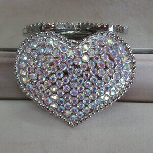 Vintage Womens Heart Shape Belt Buckle Embellished w/ Rhinestone 3" x 2.25"